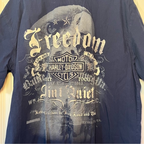 Harley Davidson men 100% cotton Freedom Ain’t Quiet button up short sleeve. Sz L - Picture 10 of 10